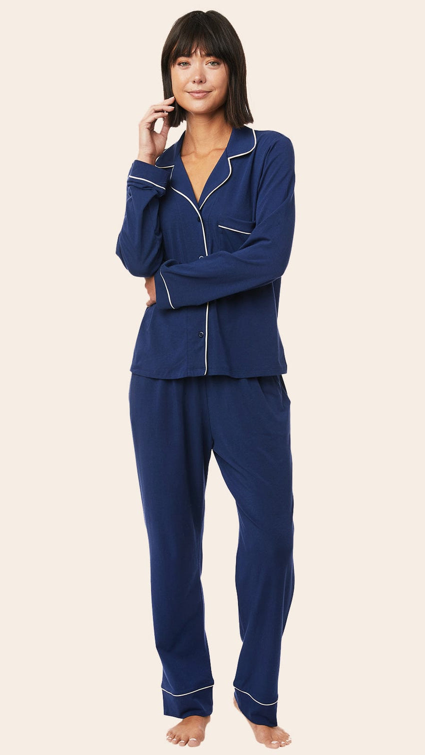Classic Pima Knit Pajama - Marine Blue Main Marine Blue