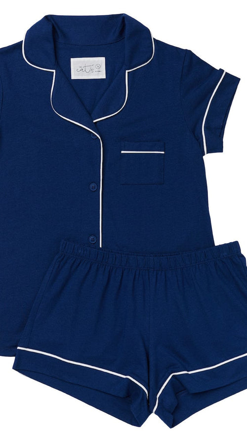 Classic Pima Knit Short Set - Marine Blue Wide Marine Blue