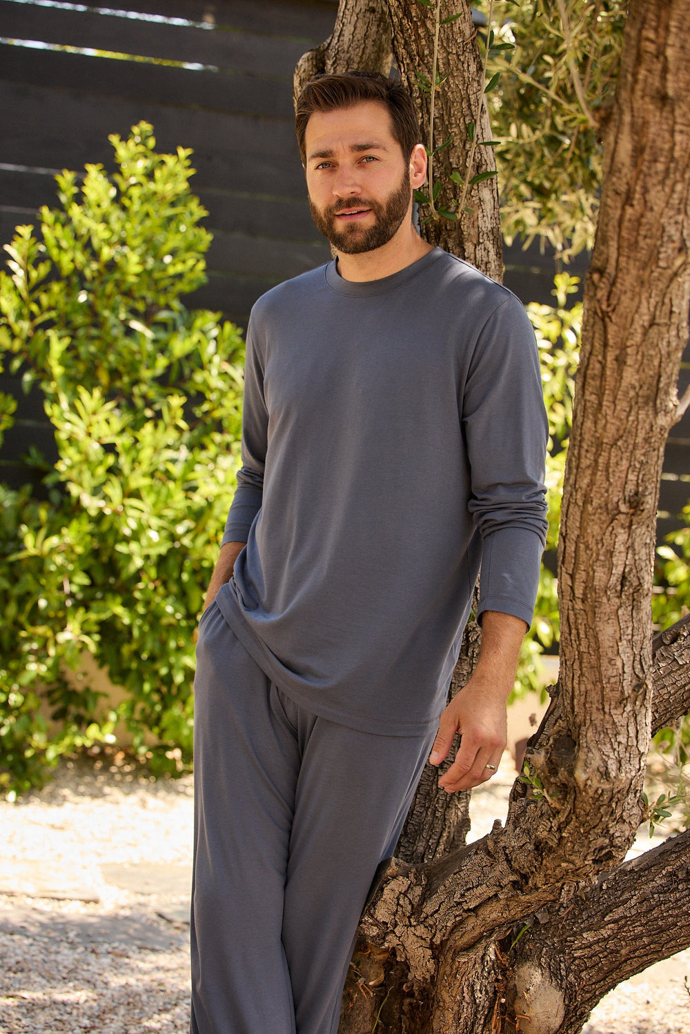 Classic Men's Pima Knit Pullover Set - Steel Grey Wide Steel