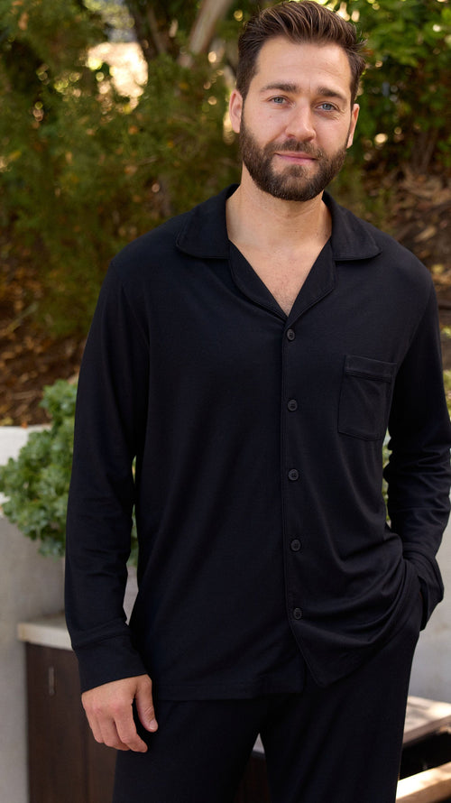 Classic Men's Pima Knit Pajama Set - Midnight Main Black