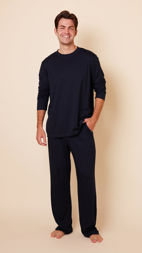 Classic Men's Pima Knit Pullover Set - Midnight Main Black
