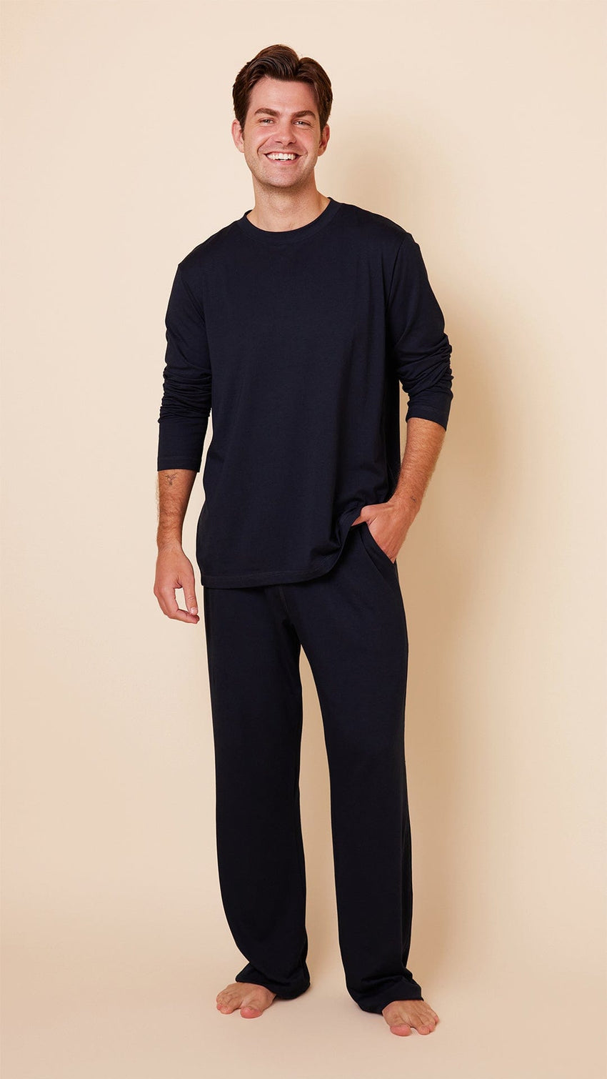 Classic Men's Pima Knit Pullover Set Main Black