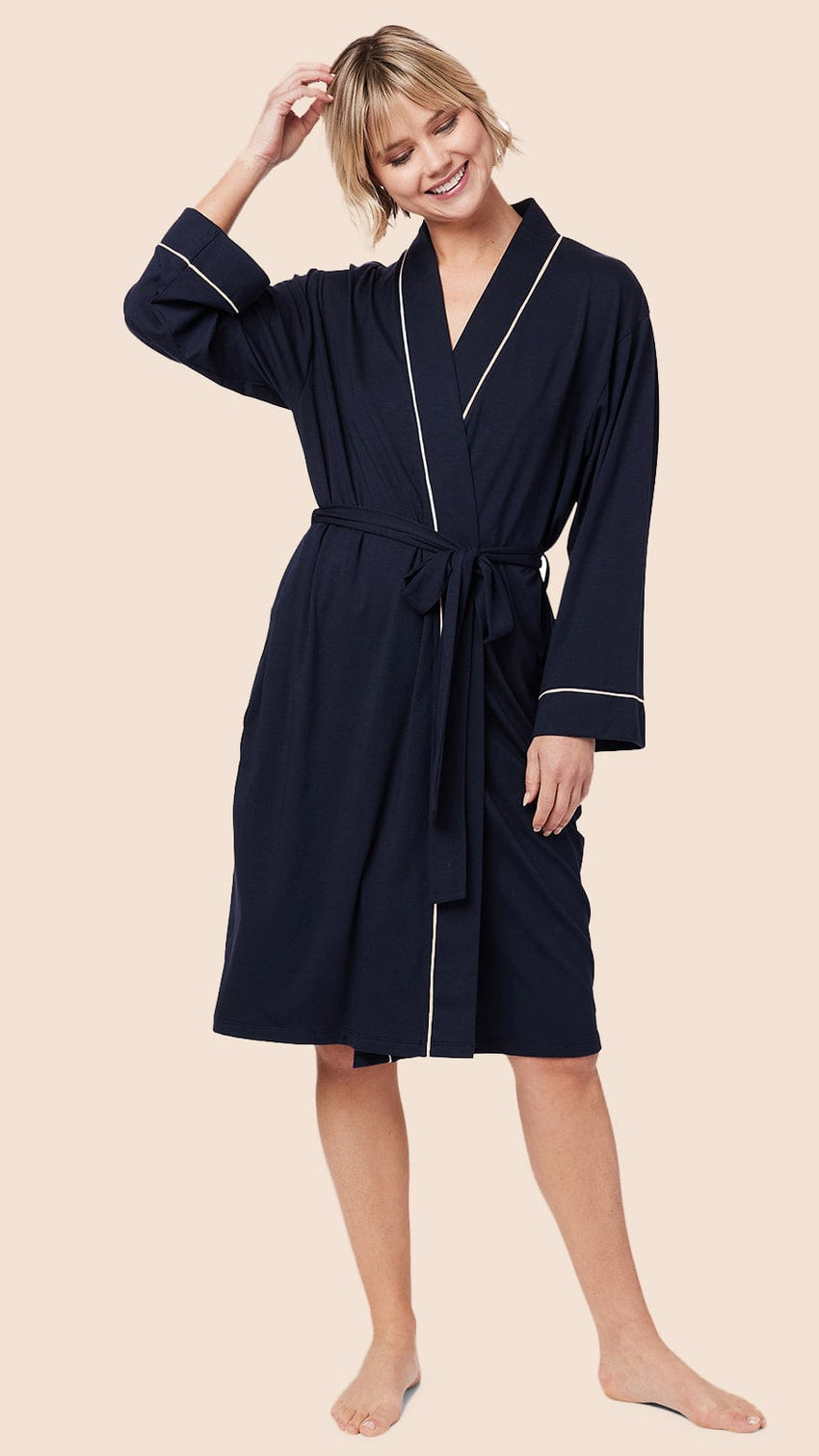 Classic Pima Knit Robe - Midnight Main Midnight
