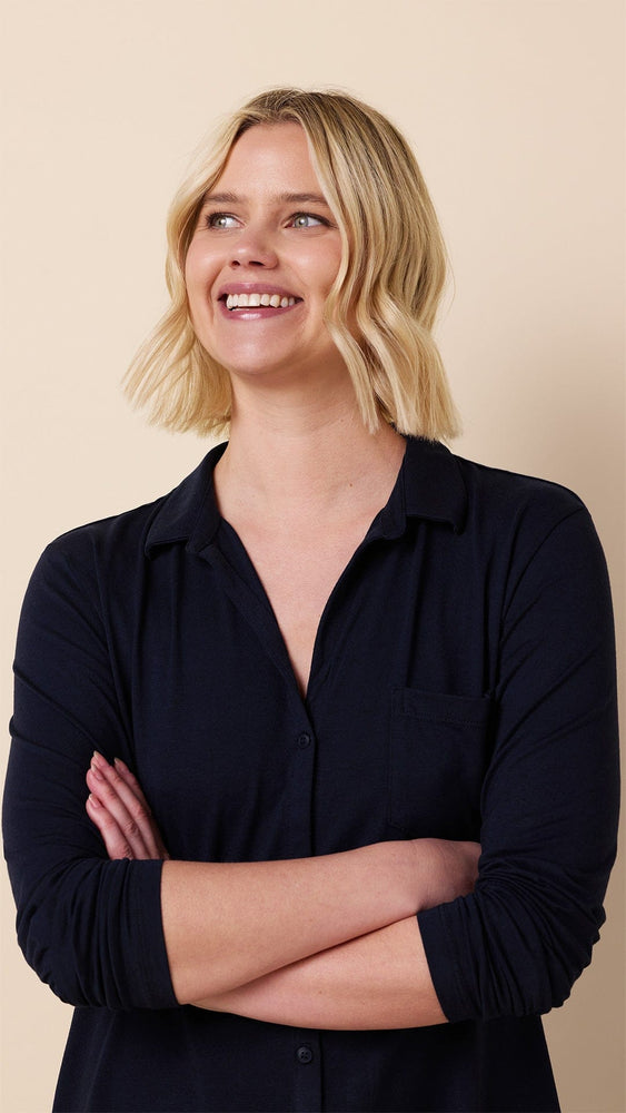 Classic Pima Knit Night Shirt - Midnight Extra Midnight