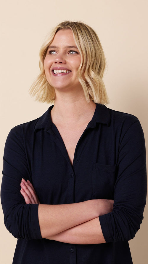 Classic Pima Knit Night Shirt - Midnight Extra Midnight