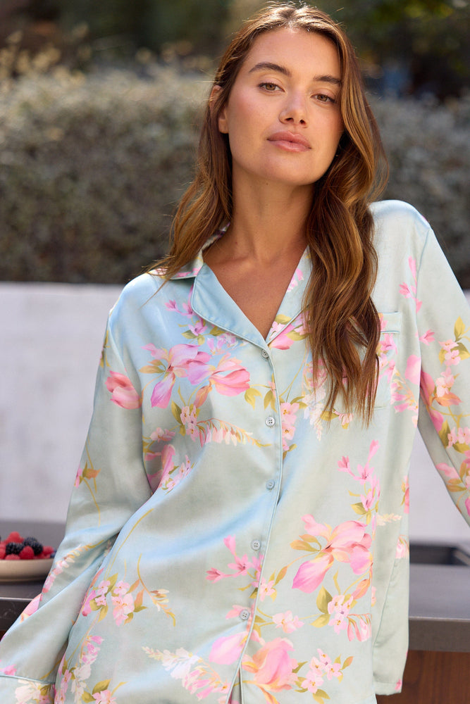 Moonlit Garden Silk Pajama Extra Blue