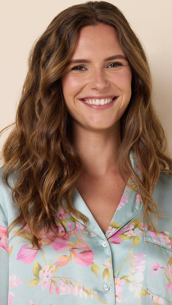 Moonlit Garden Silk Pajama Extra Blue