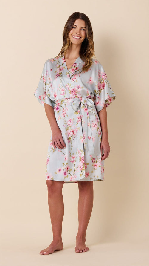 Morning In Kyoto Silk Kimono Robe Main Blue