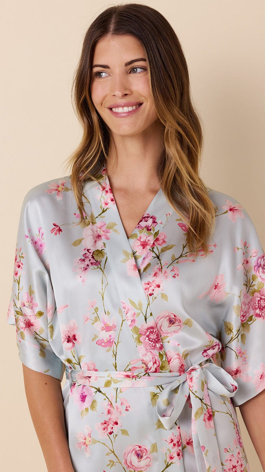 Morning In Kyoto Silk Kimono Robe Extra Blue