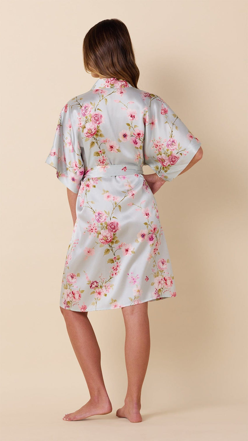 Morning In Kyoto Silk Kimono Robe Hover Blue