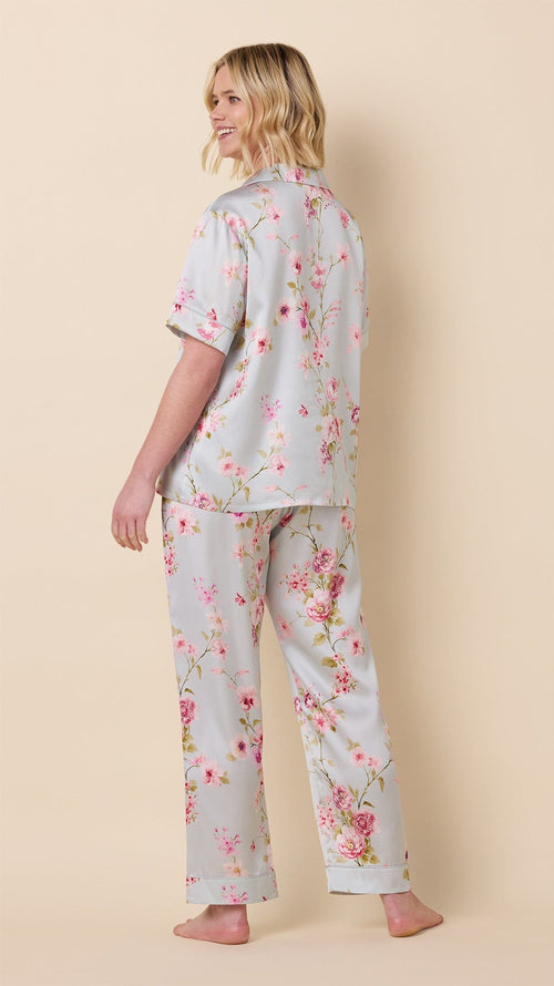 Morning in Kyoto Silk Short-Sleeved Pajama Extra Blue