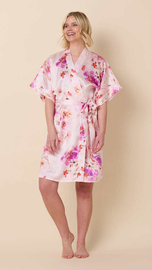 pink kimono dress Nerissa Gorgeous flowing kimono style long sleeves puts this classic JSK over the top Kimono Maternity Dress Dotty Pink