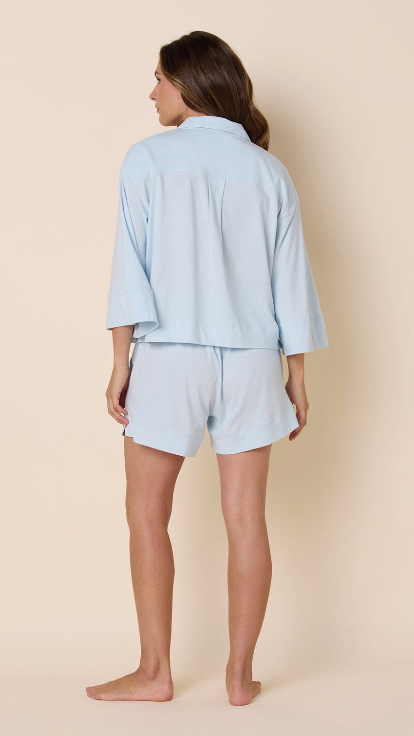 The Mariposa Long-Sleeved Short Set - Mist Hover Mist