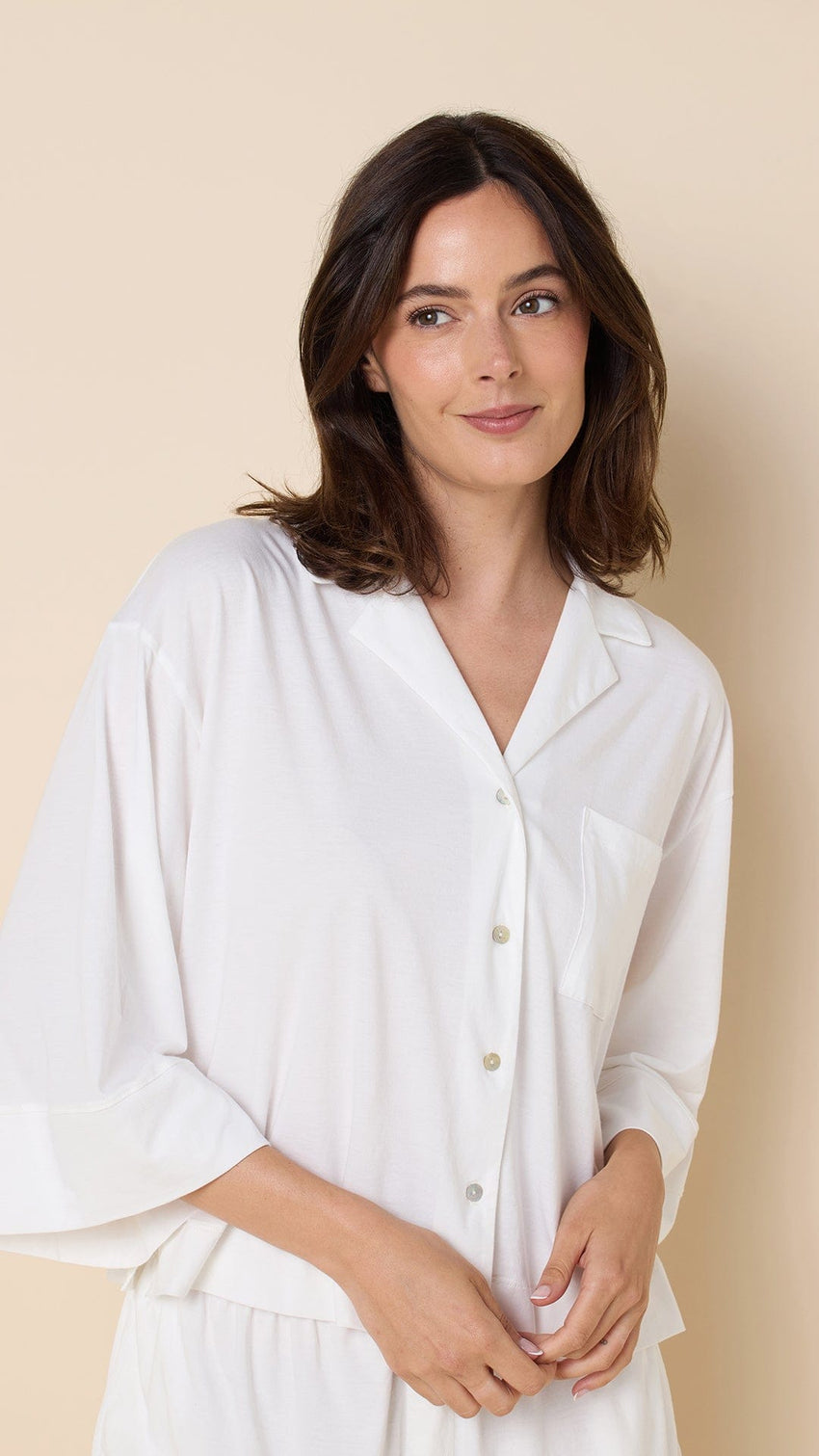 The Mariposa Long-Sleeved Short Set - Cloud Wide Cloud