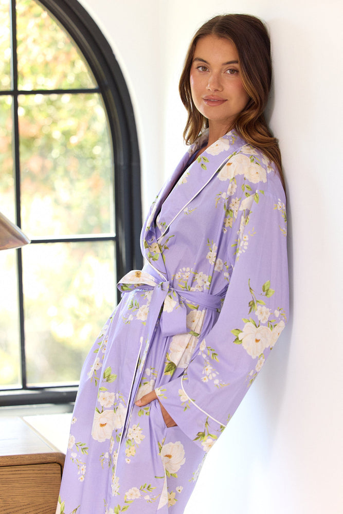 Orla Luxe Pima Shawl Collar Robe - Lavender Extra Lavender