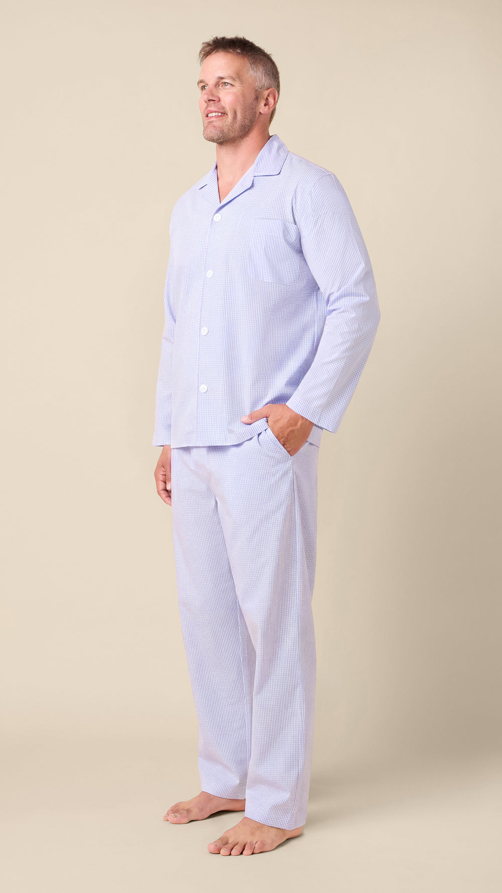 Oxford Check Luxe Pajama Set Main Blue