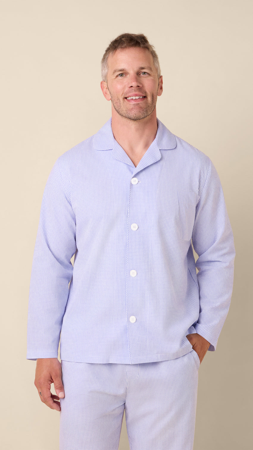 Oxford Check Luxe Pajama Set Extra Blue