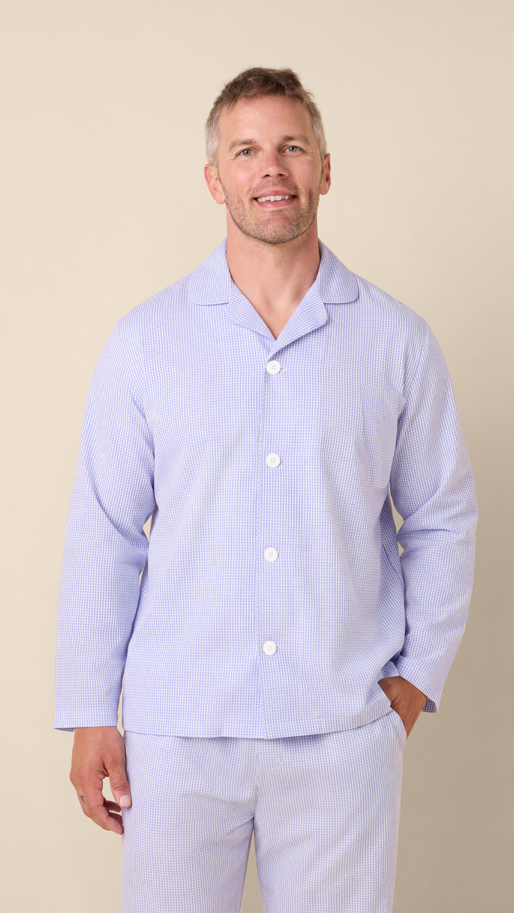 Oxford Check Luxe Pajama Set Extra Blue