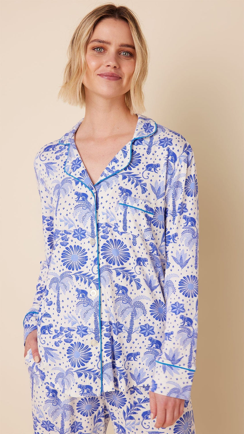 Palmera Pima Knit Long-Sleeved Pajama Extra White