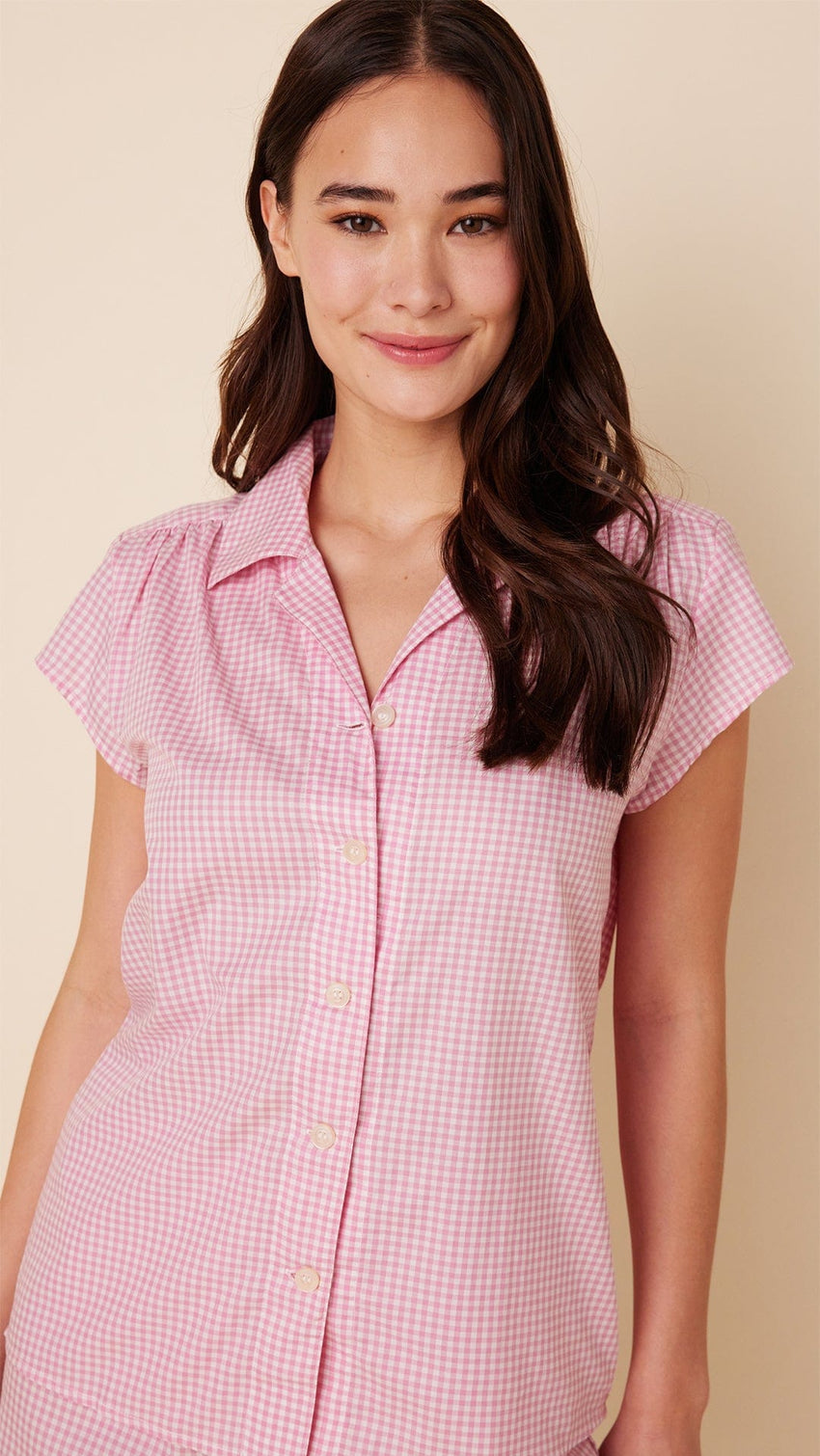 Classic Gingham Luxe Pima Short Set - Pink Extra Wide Pink
