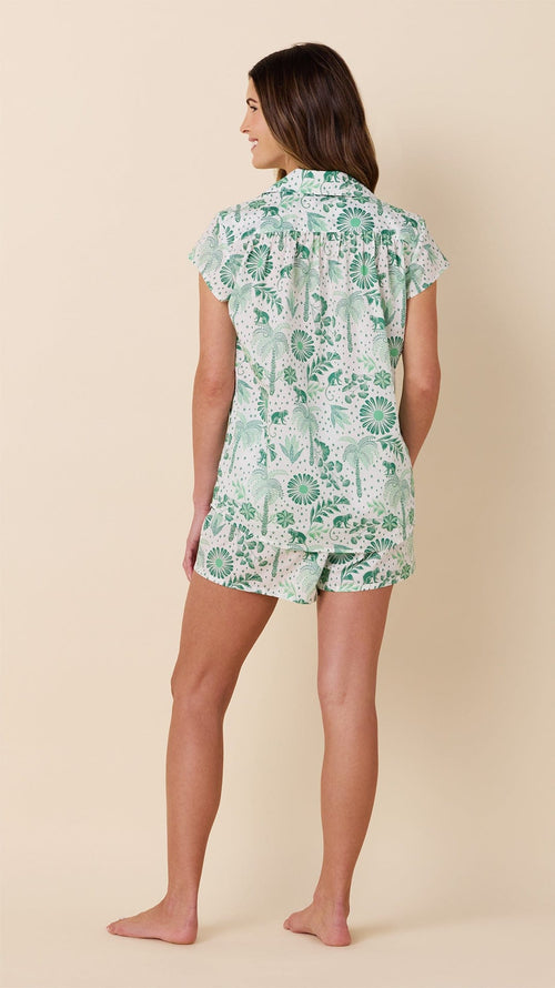 Palmera Luxe Pima Short Set - Green Hover White