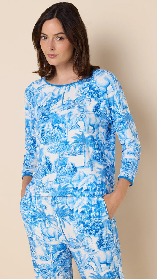 Palm Grove Toile Pima Knit Simple Set - Blue Main Blue
