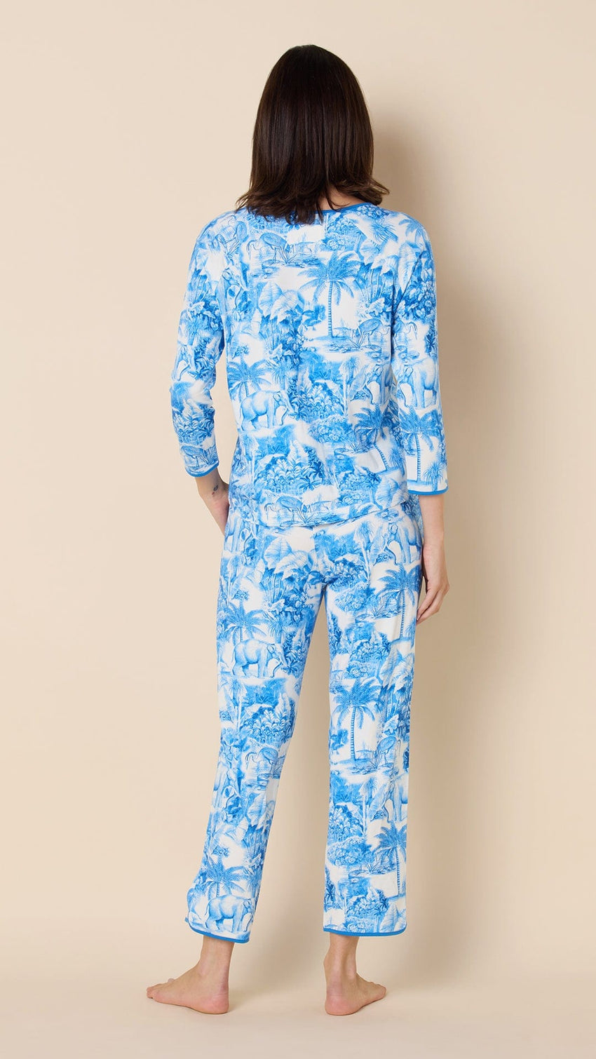 Palm Grove Toile Pima Knit Simple Set - Blue Extra Blue