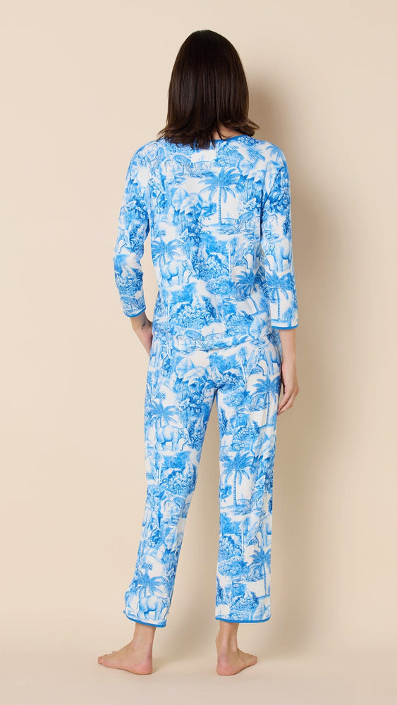 Palm Grove Toile Pima Knit Simple Set - Blue Extra Blue