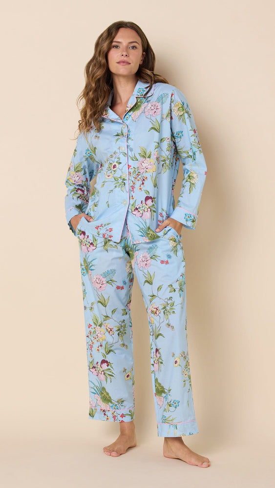 Perch and Bloom Luxe Pima Pajama Extra Wide Blue