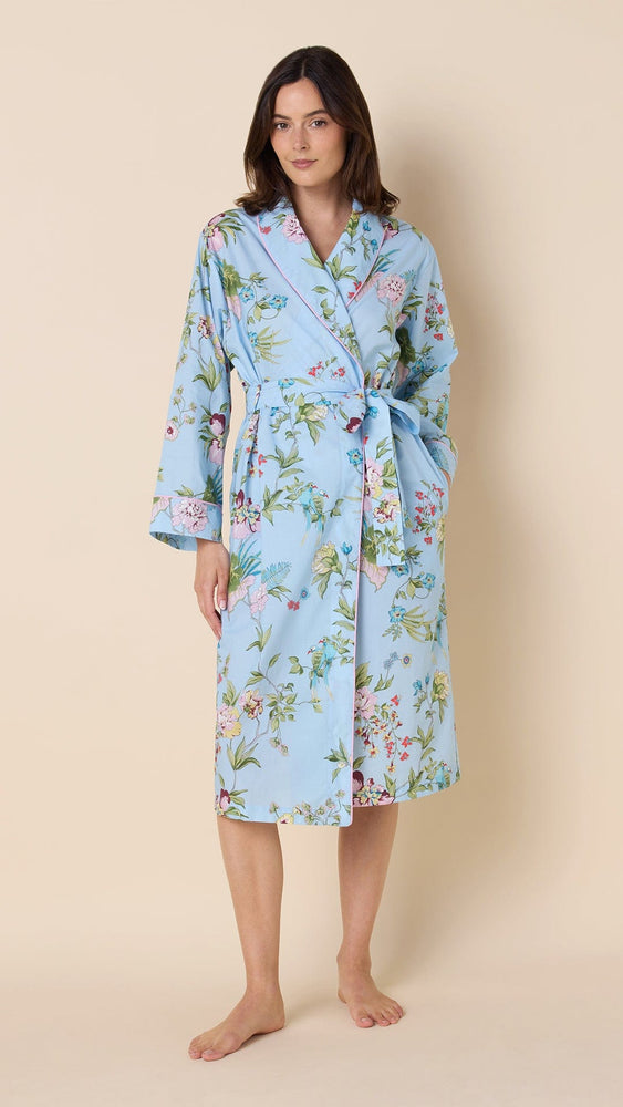 Perch and Bloom Luxe Pima Shawl Collar Robe Main Blue