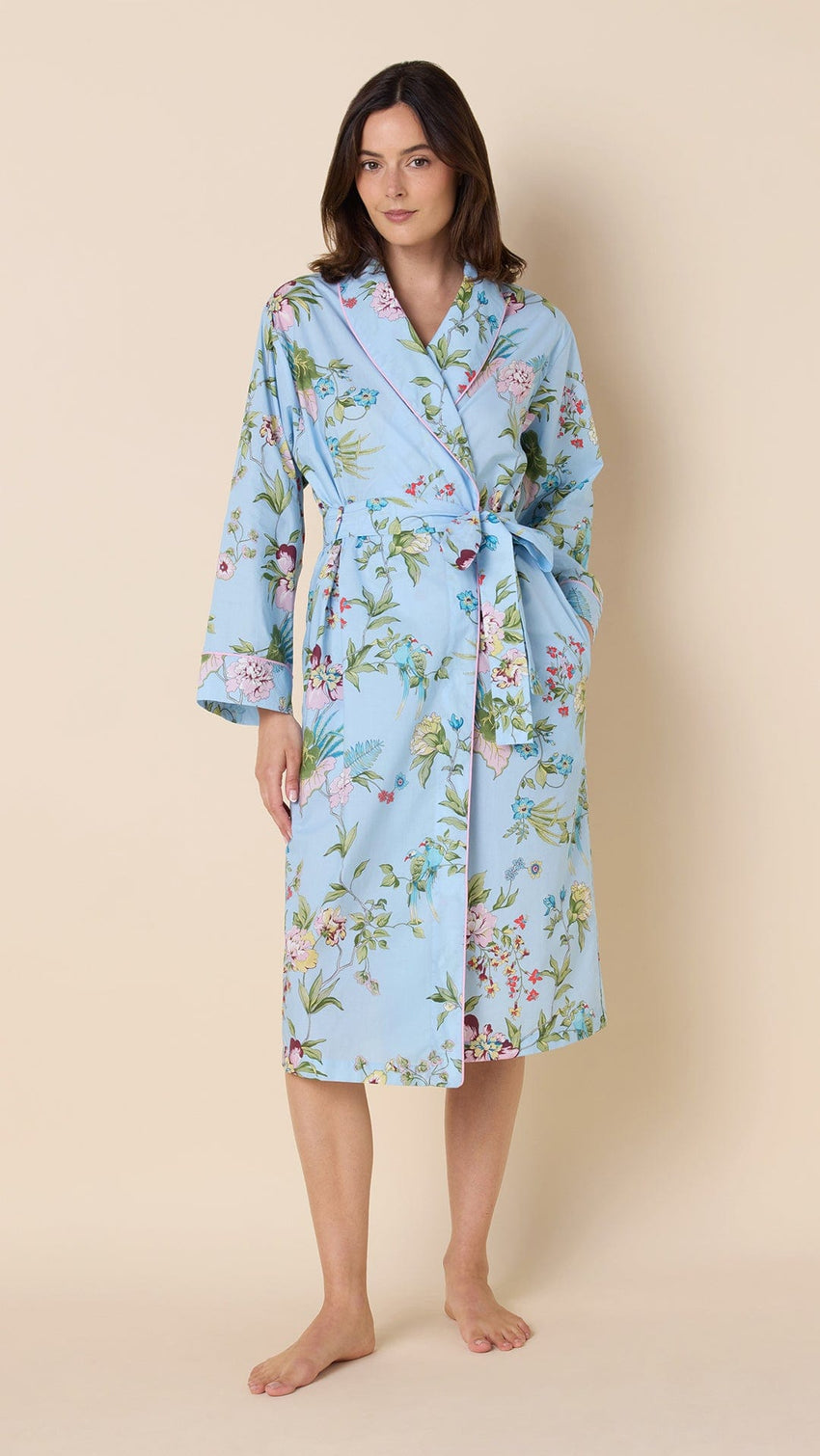 Perch and Bloom Luxe Pima Shawl Collar Robe Main Blue