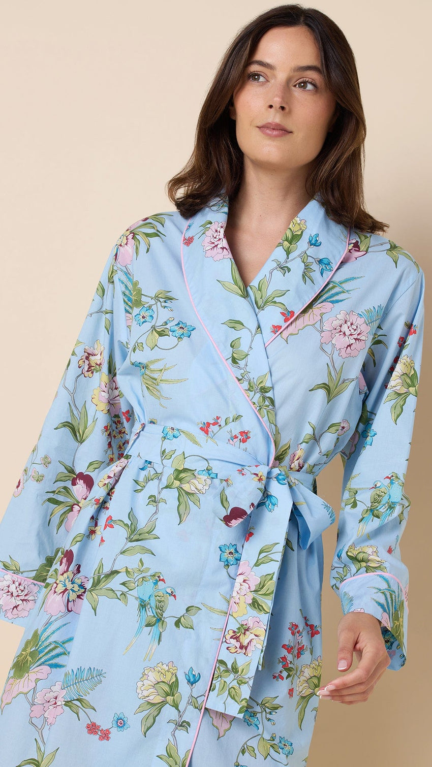 Perch and Bloom Luxe Pima Shawl Collar Robe Extra Blue