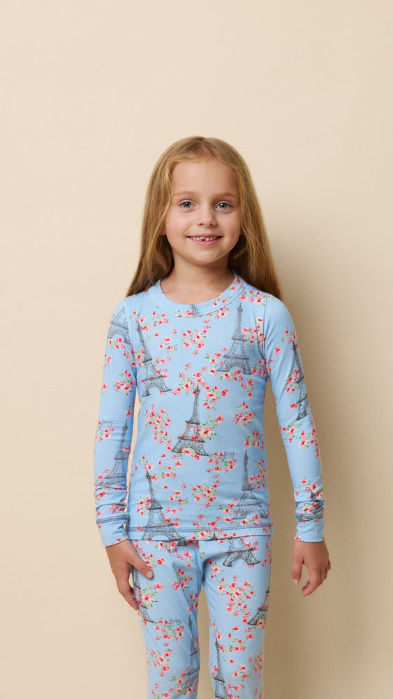 Petals Over Paris Pima Knit Kid's Pullover Set Extra Blue