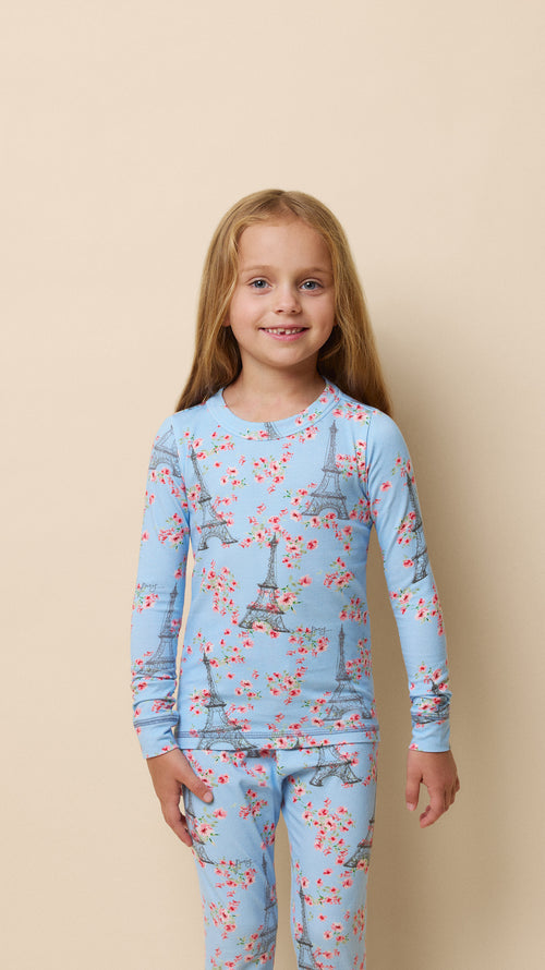 Petals Over Paris Pima Knit Kid's Pullover Set Extra Blue