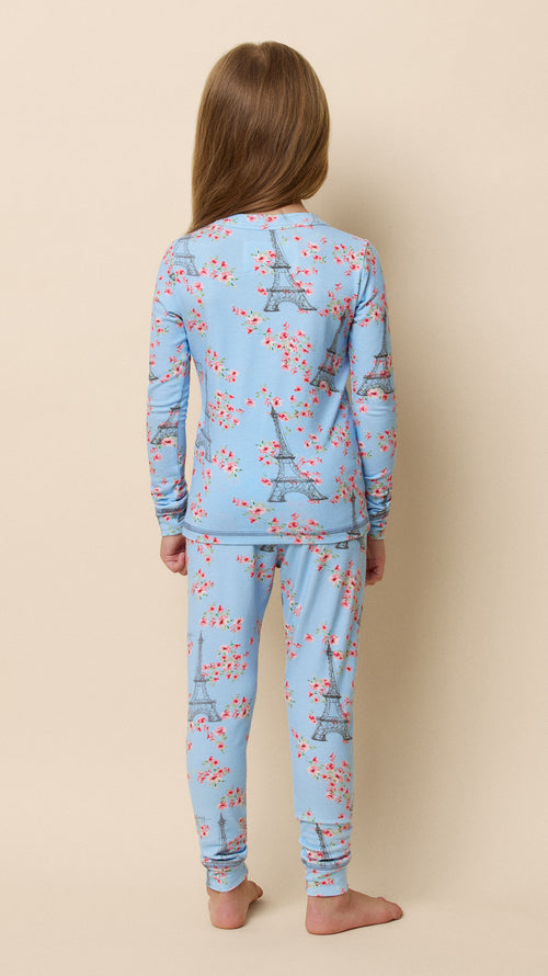 Petals Over Paris Pima Knit Kid's Pullover Set Extra Blue