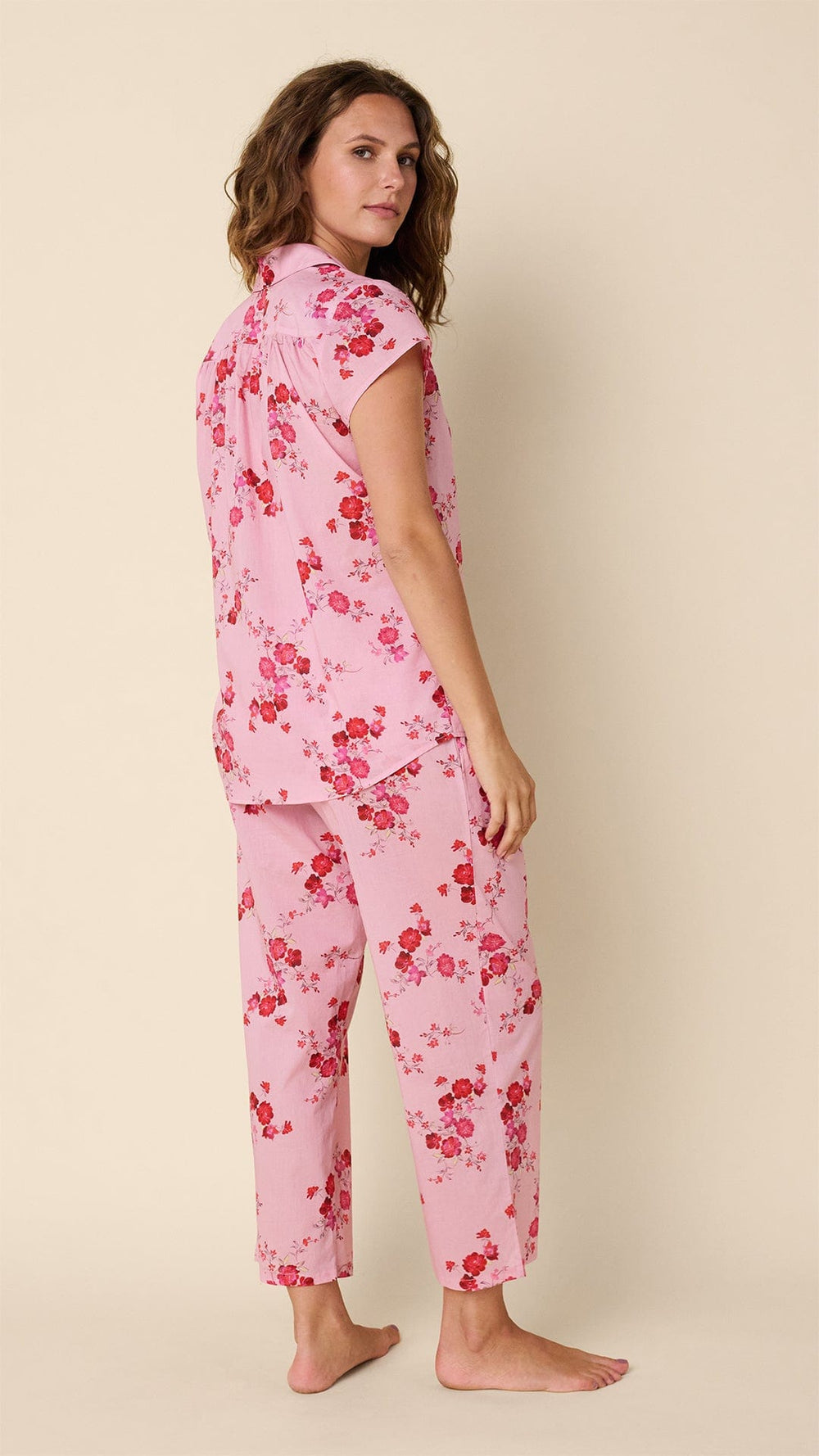 Sorbet Roses Voile Capri Hover Pink