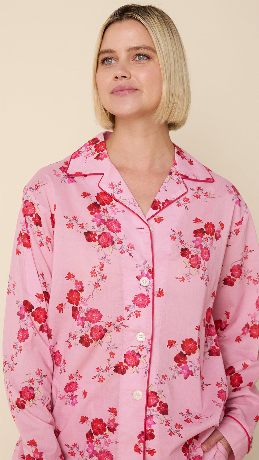 Pink Roses Voile Pajama Extra Pink