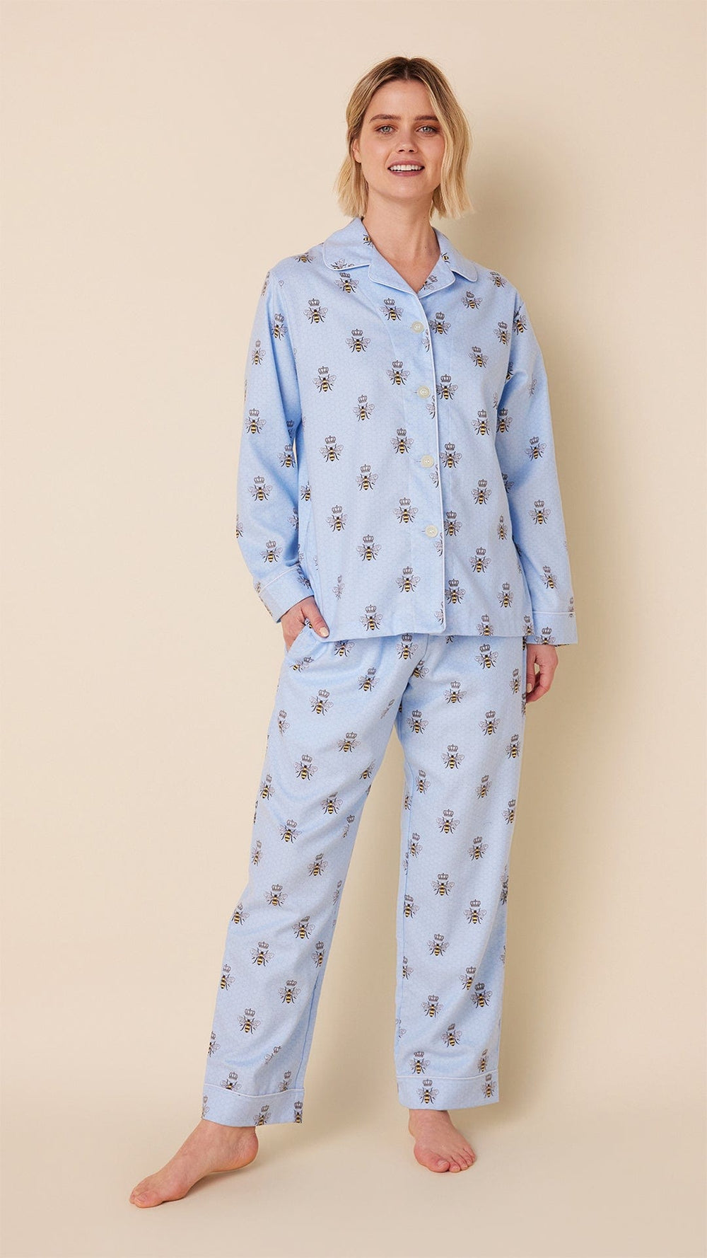 Queen Bee Flannel Pajama - Blue Hover Blue