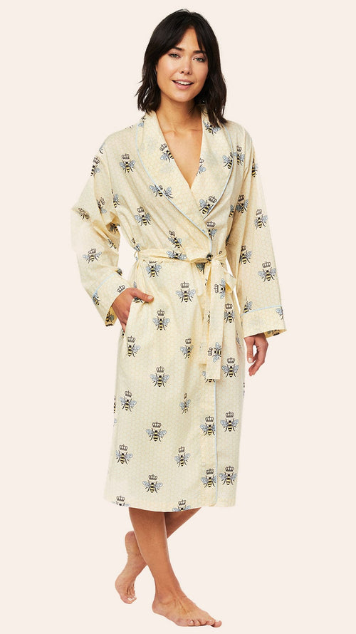 Queen Bee Honey Pima Flannel Shawl-Collar Robe Main Honey