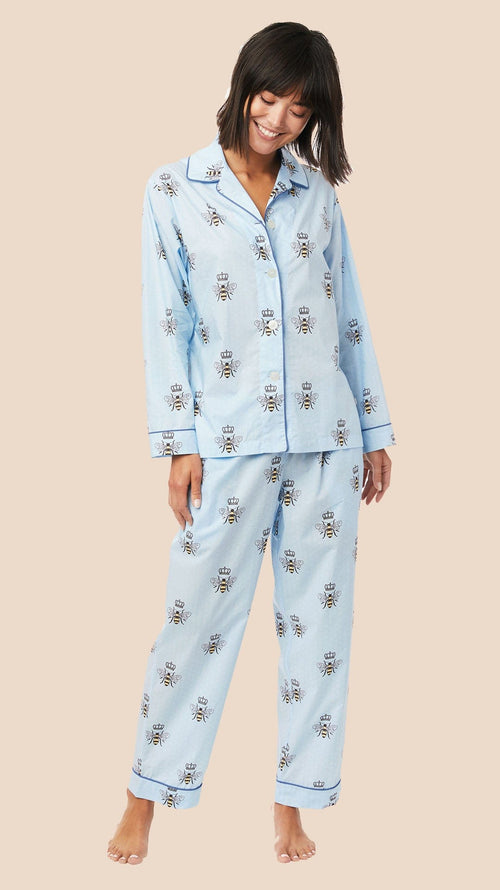 Queen Bee Luxe Pima Pajama - Blue Main Blue