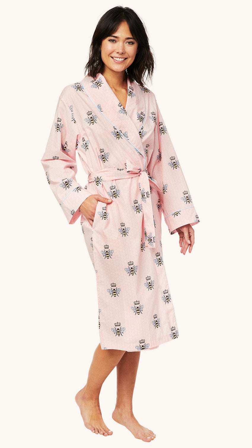 Queen Bee Luxe Pima Shawl Collar Robe - Pink Main Pink