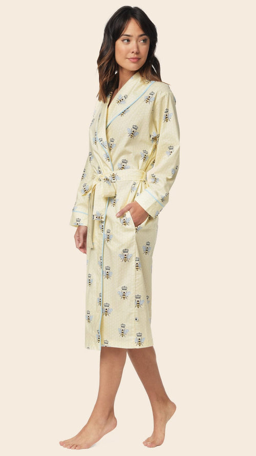 Queen Bee Luxe Pima Shawl Collar Robe - Honey Hover Honey