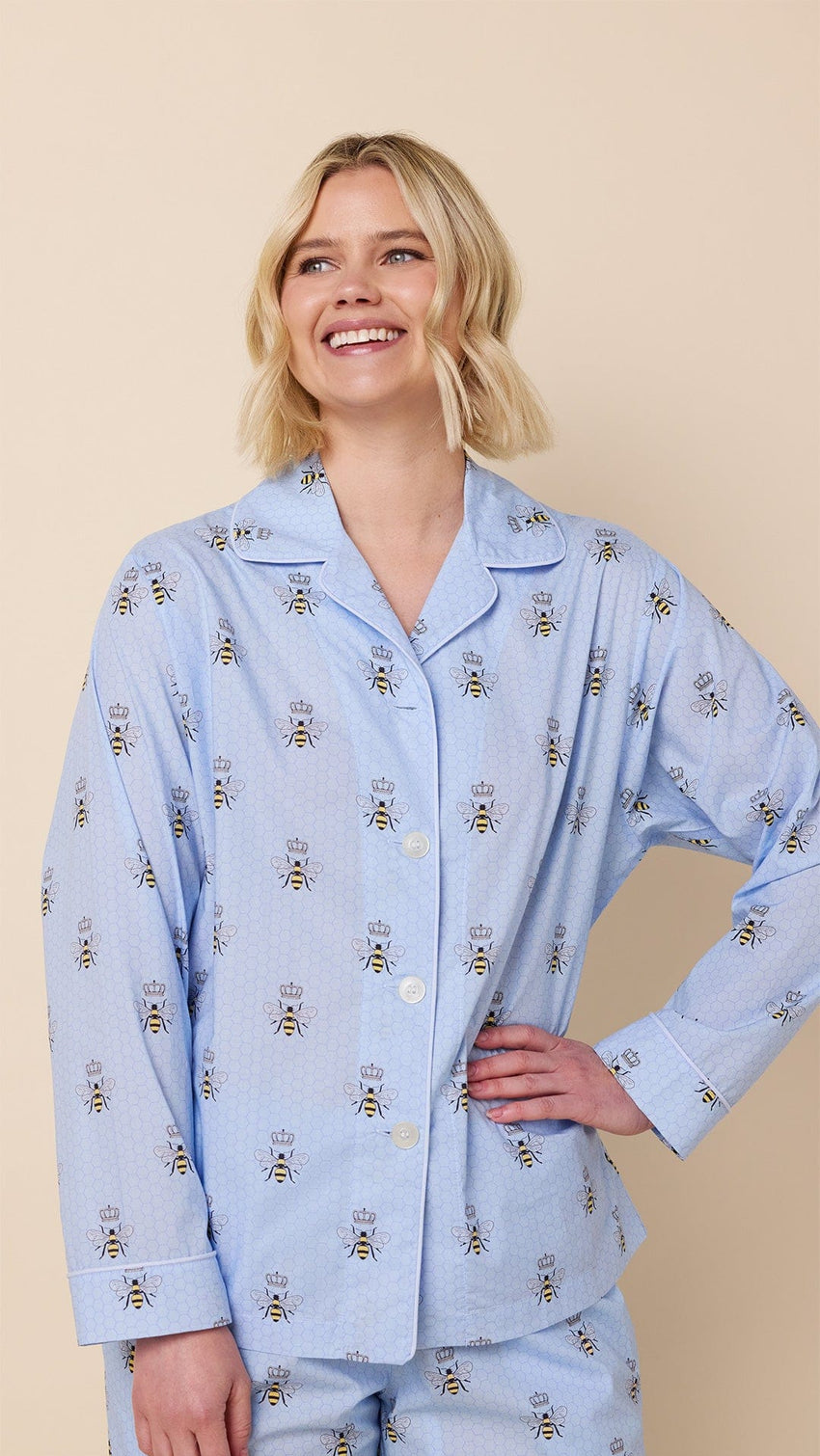 Queen Bee Luxe Pima Pajama - Blue Main Blue