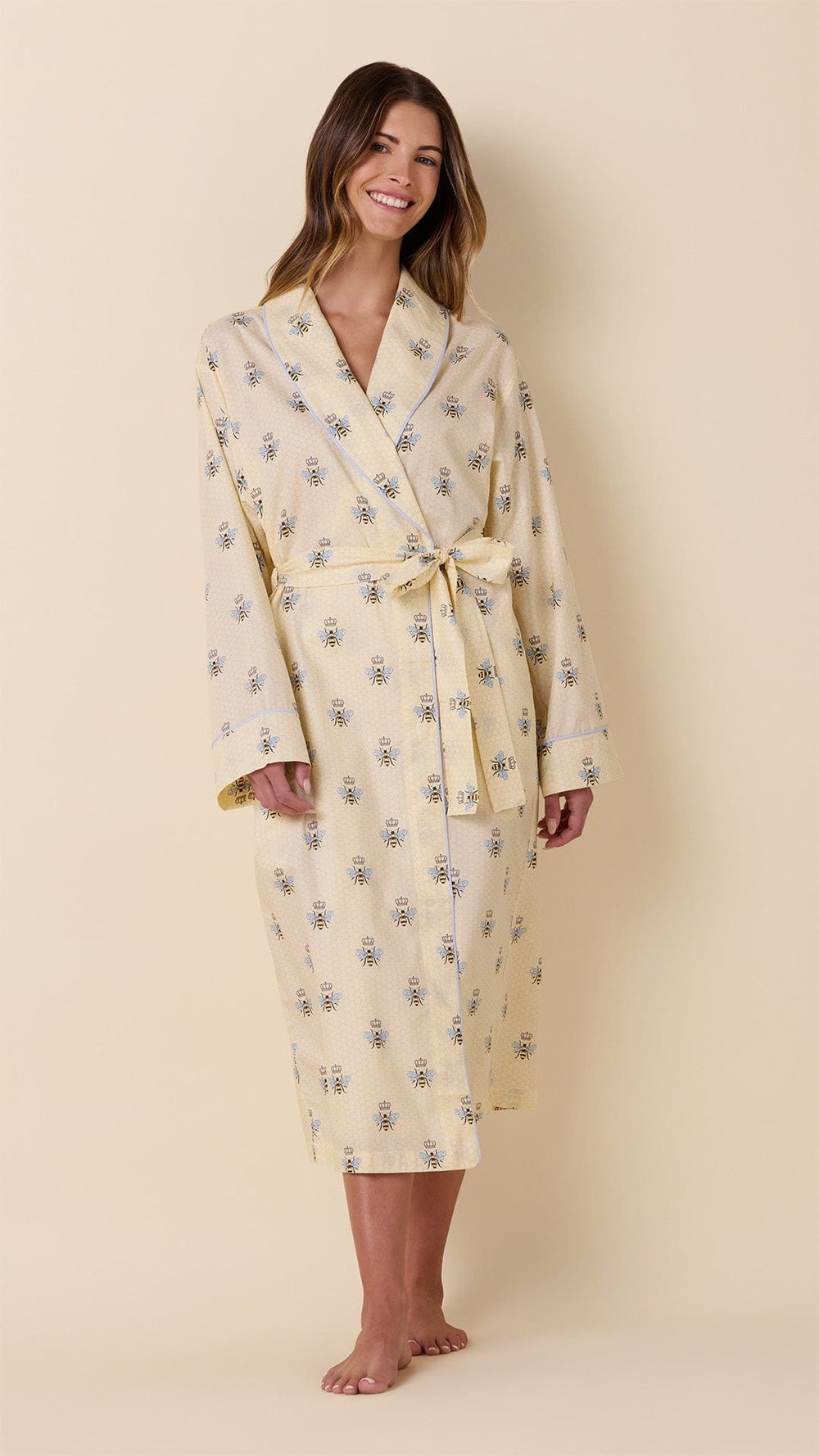 Queen Bee Luxe Pima Shawl Collar Robe - Honey Main Honey