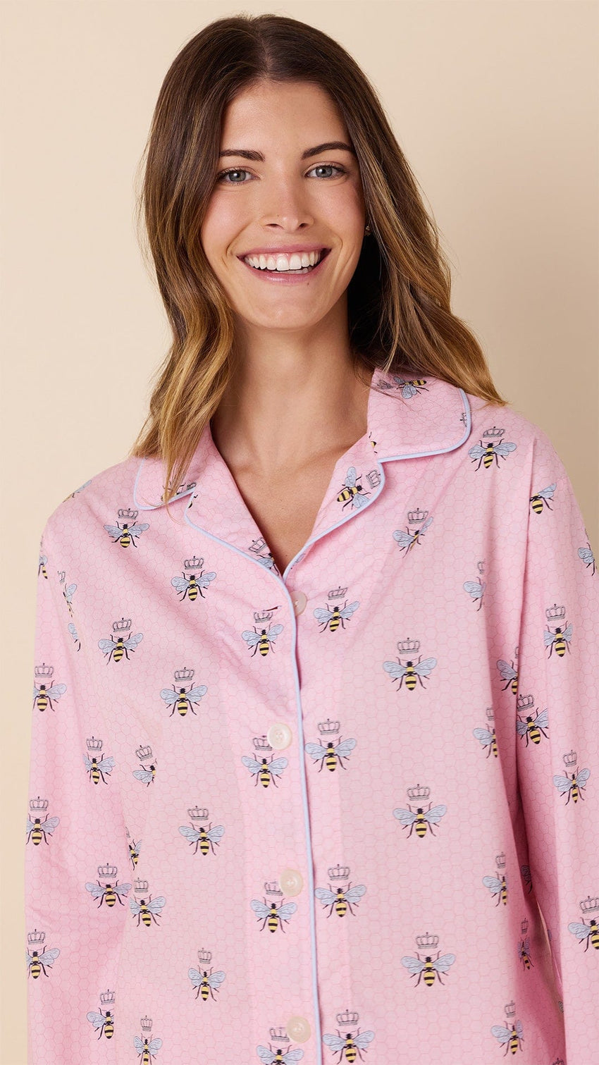Queen Bee Luxe Pima Pajama - Pink Wide Pink