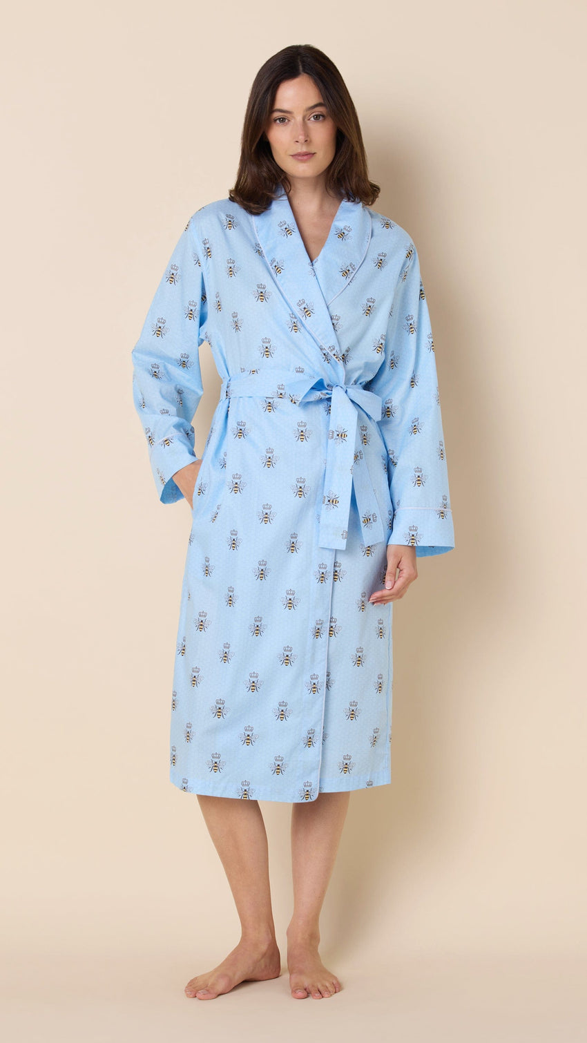 Queen Bee Luxe Pima Shawl Collar Robe -  Blue Main Blue
