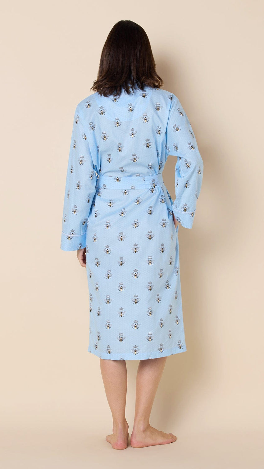 Queen Bee Luxe Pima Shawl Collar Robe -  Blue Hover Blue