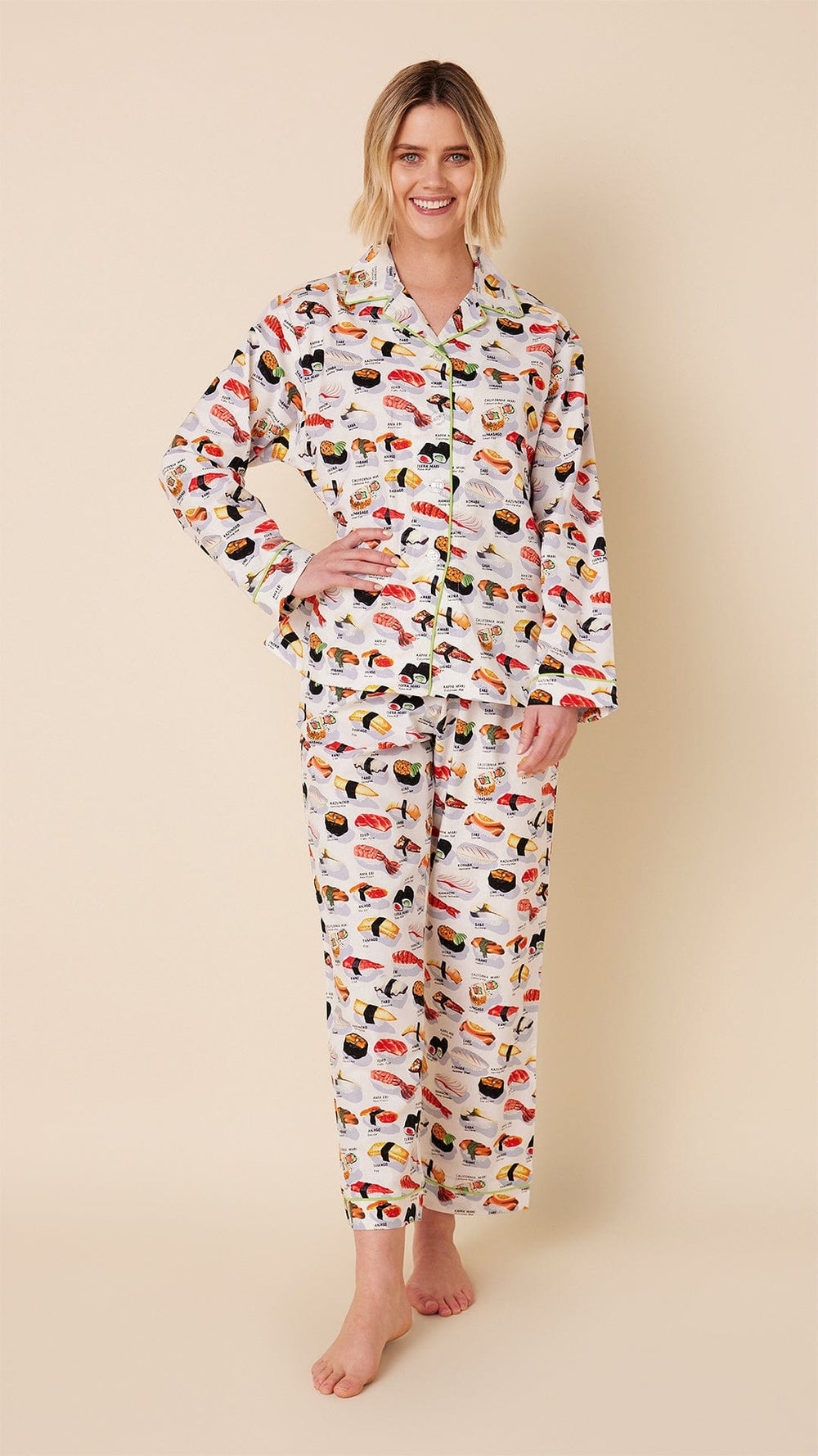 Sushi Poplin Pajama - White Hover White