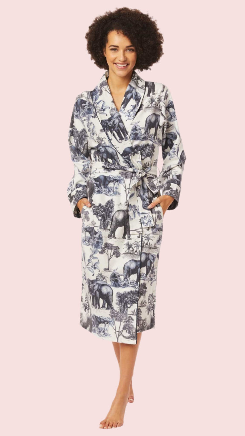 Safari Toile Luxe Pima Shawl Robe Main White