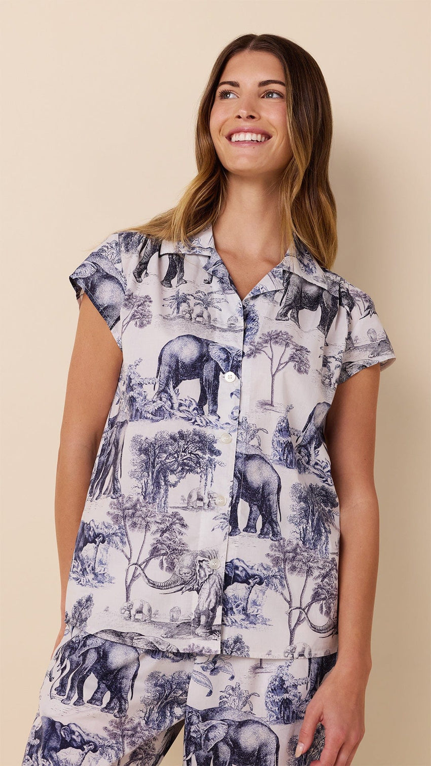Safari Toile Luxe Pima Capri Wide White